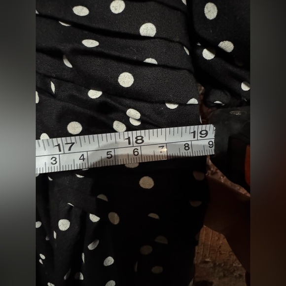 Abercrombie & Fitch Black and White Polka Dot Puff Emerson Sleeve Midi Dress XLP - Picture 4 of 6